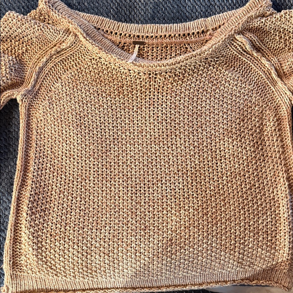 Free People Slouchy Scoop-Neck Sweater in Tan - Picture 6 of 14
